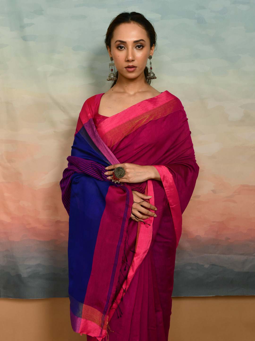 VIVID HARMONY (BENGAL HANDLOOM COTTON BLEND SAREE)