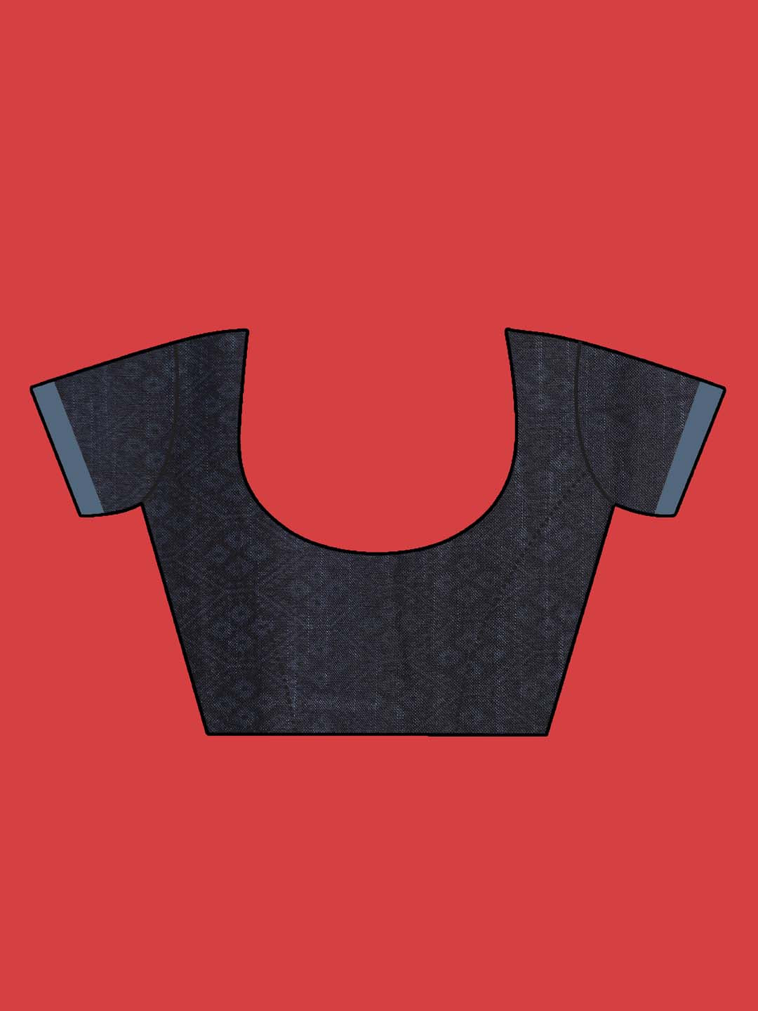 Indethnic Blue Liva Printed Saree - Blouse Piece View