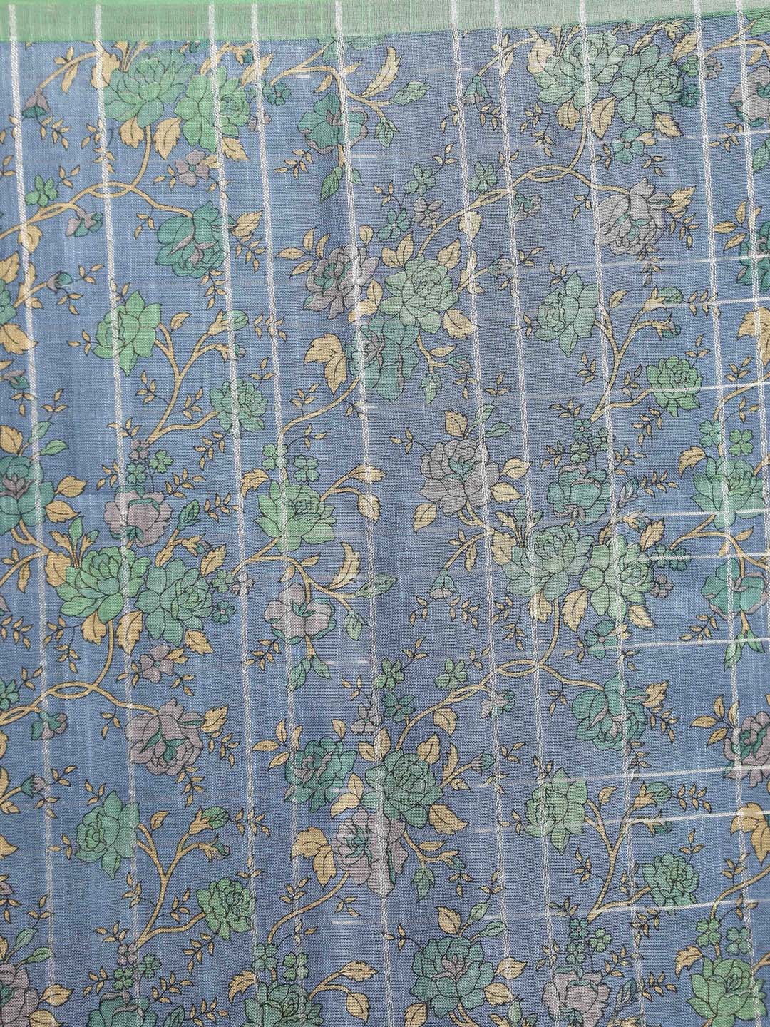 Indethnic Blue Liva Printed Saree - Saree Detail View