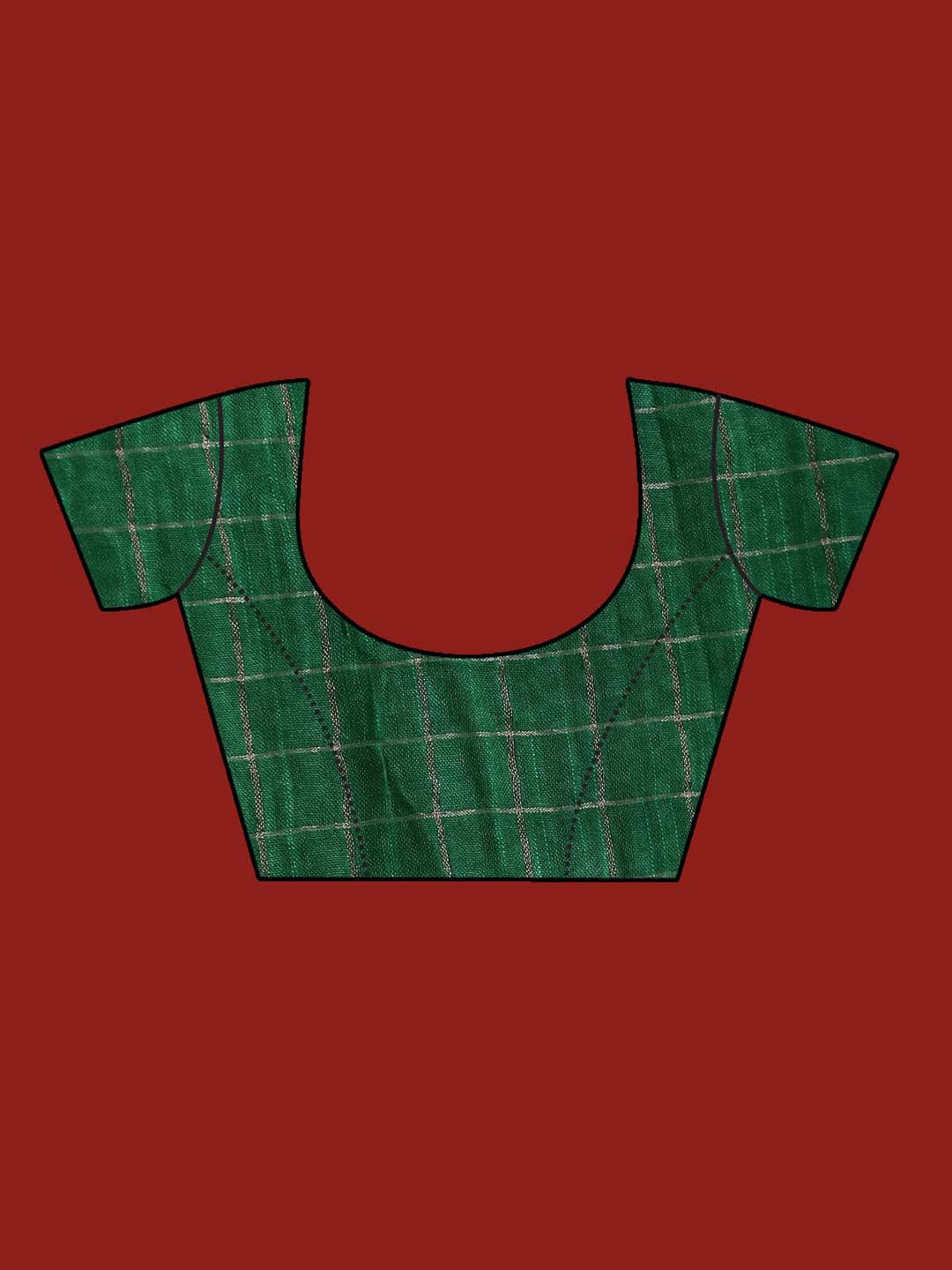 Indethnic Green Liva Printed Saree - Blouse Piece View