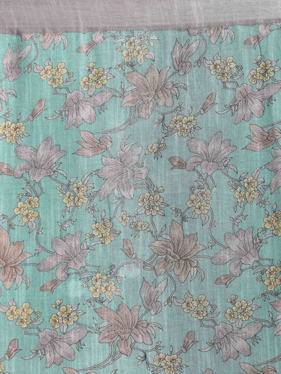 Indethnic Green Liva Printed Saree - Saree Detail View