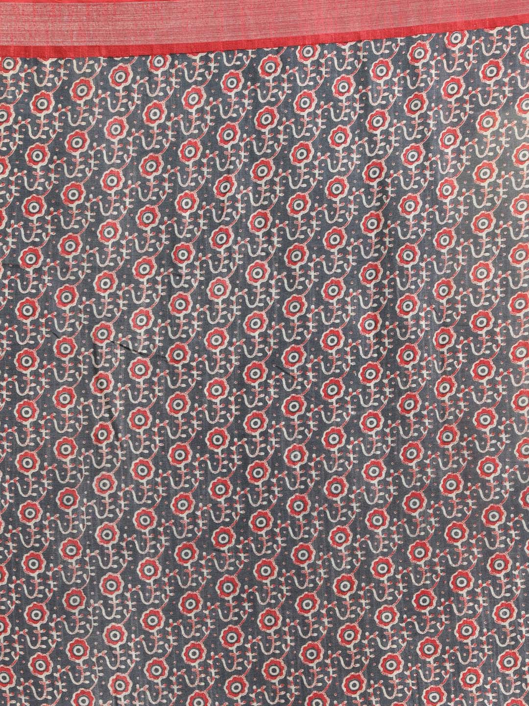 Indethnic Grey Liva Printed Saree - Saree Detail View