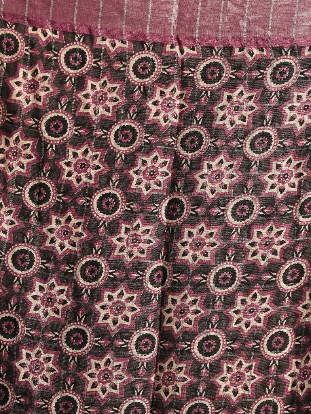 Indethnic Purple Liva Printed Saree - Saree Detail View