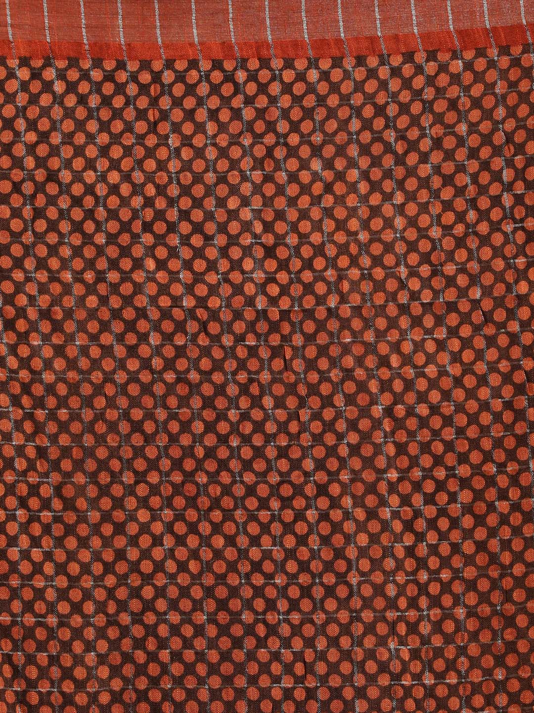 Indethnic Rust Liva Printed Saree - Saree Detail View