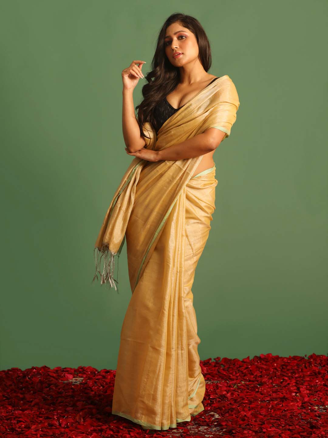 Indethnic Beige Solid Party Wear - View 2