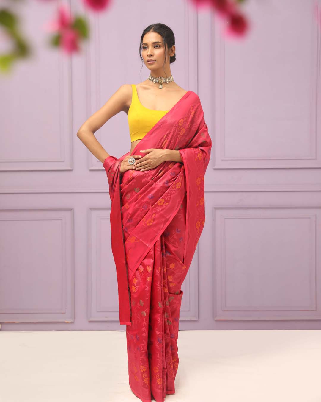 CRIMSON REVERIE (HANDLOOM ART SILK SAREE)