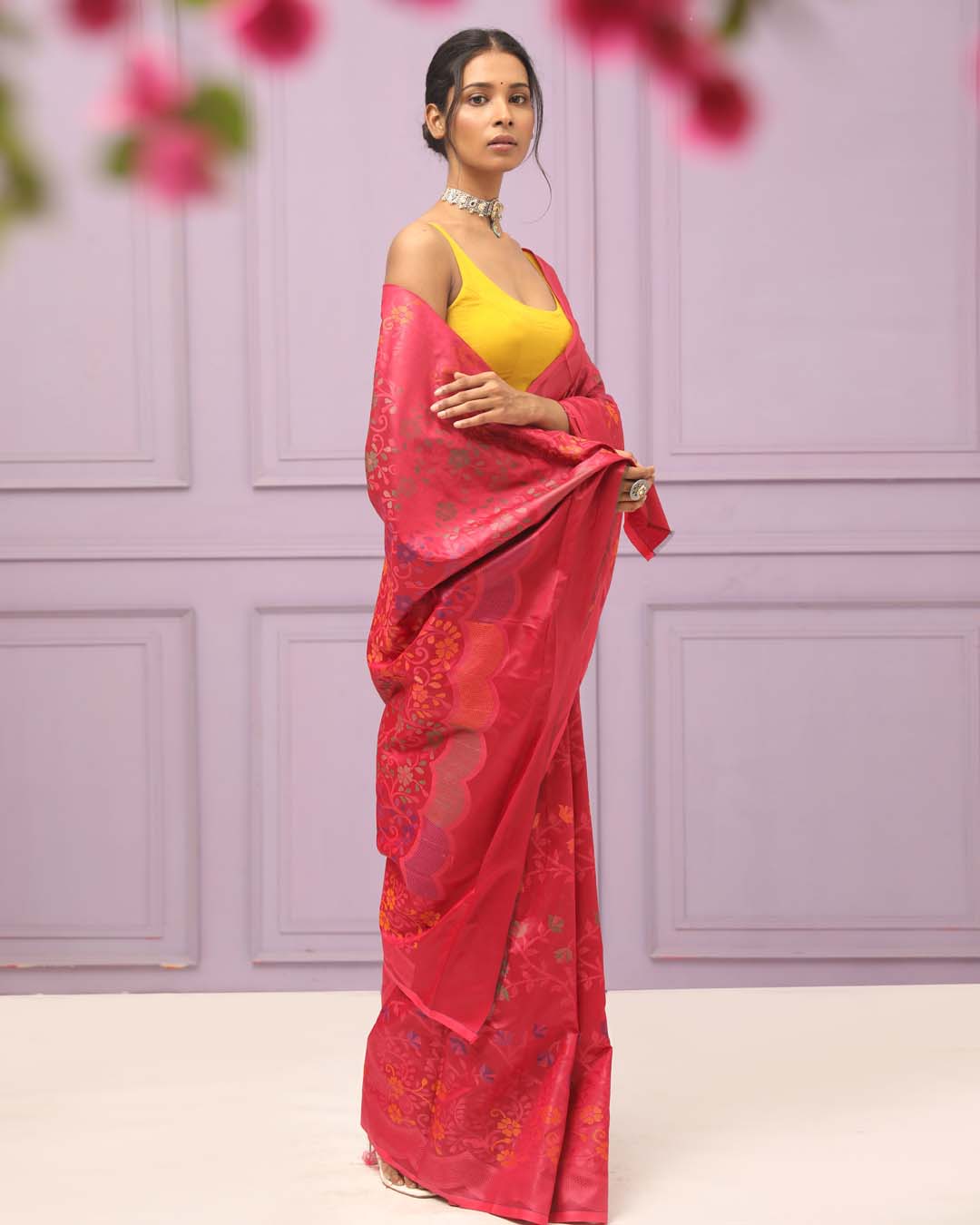 CRIMSON REVERIE (HANDLOOM ART SILK SAREE)
