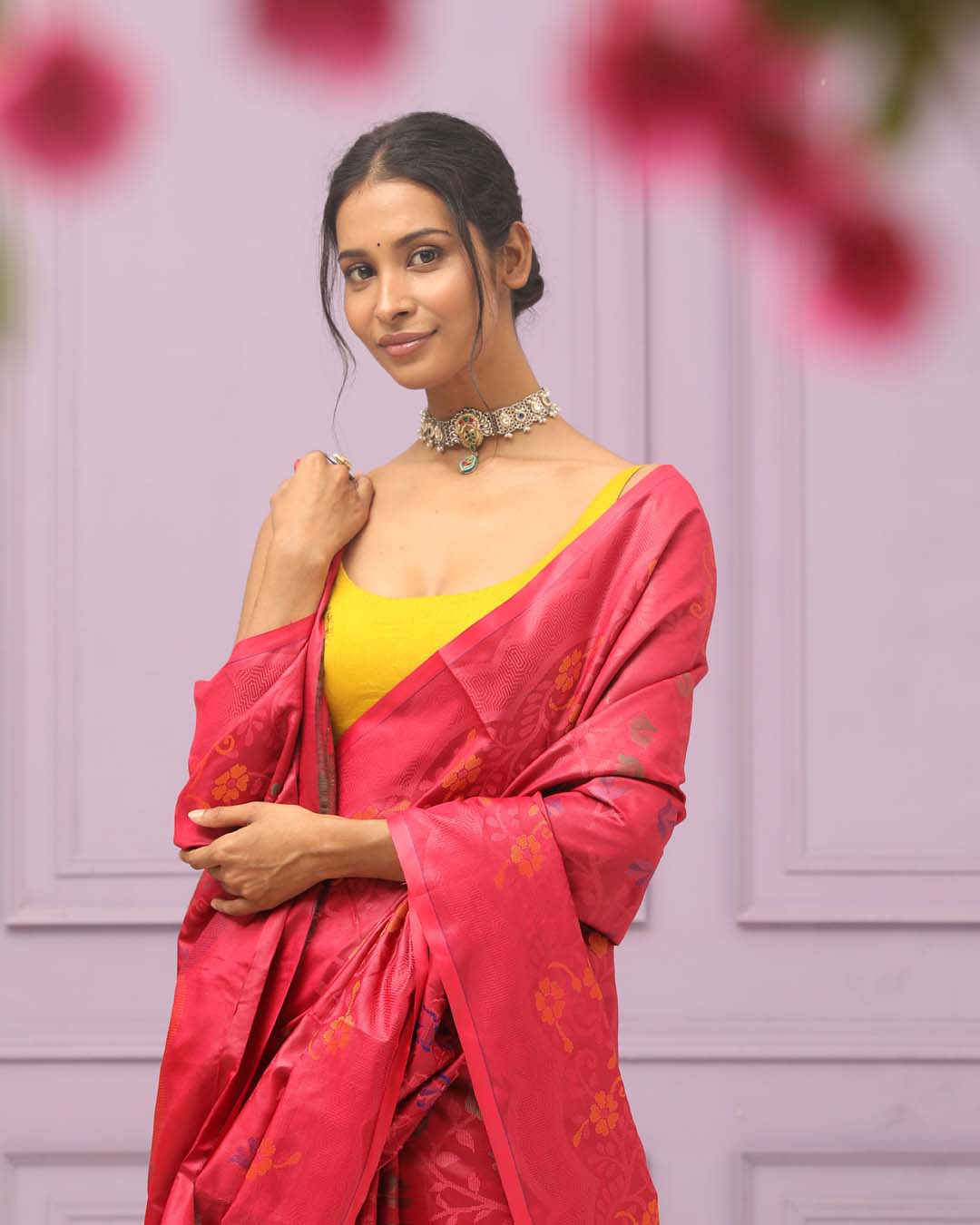 CRIMSON REVERIE (HANDLOOM ART SILK SAREE)