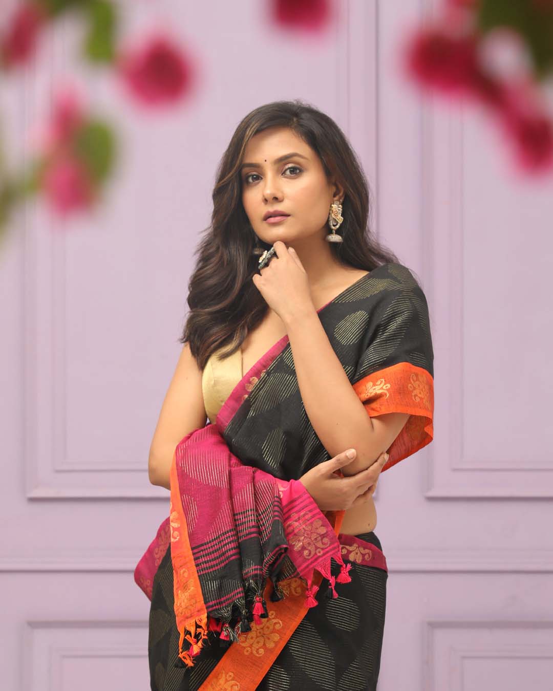 OBSIDIAN HARMONY (HANDLOOM COTTON BLEND SAREE)