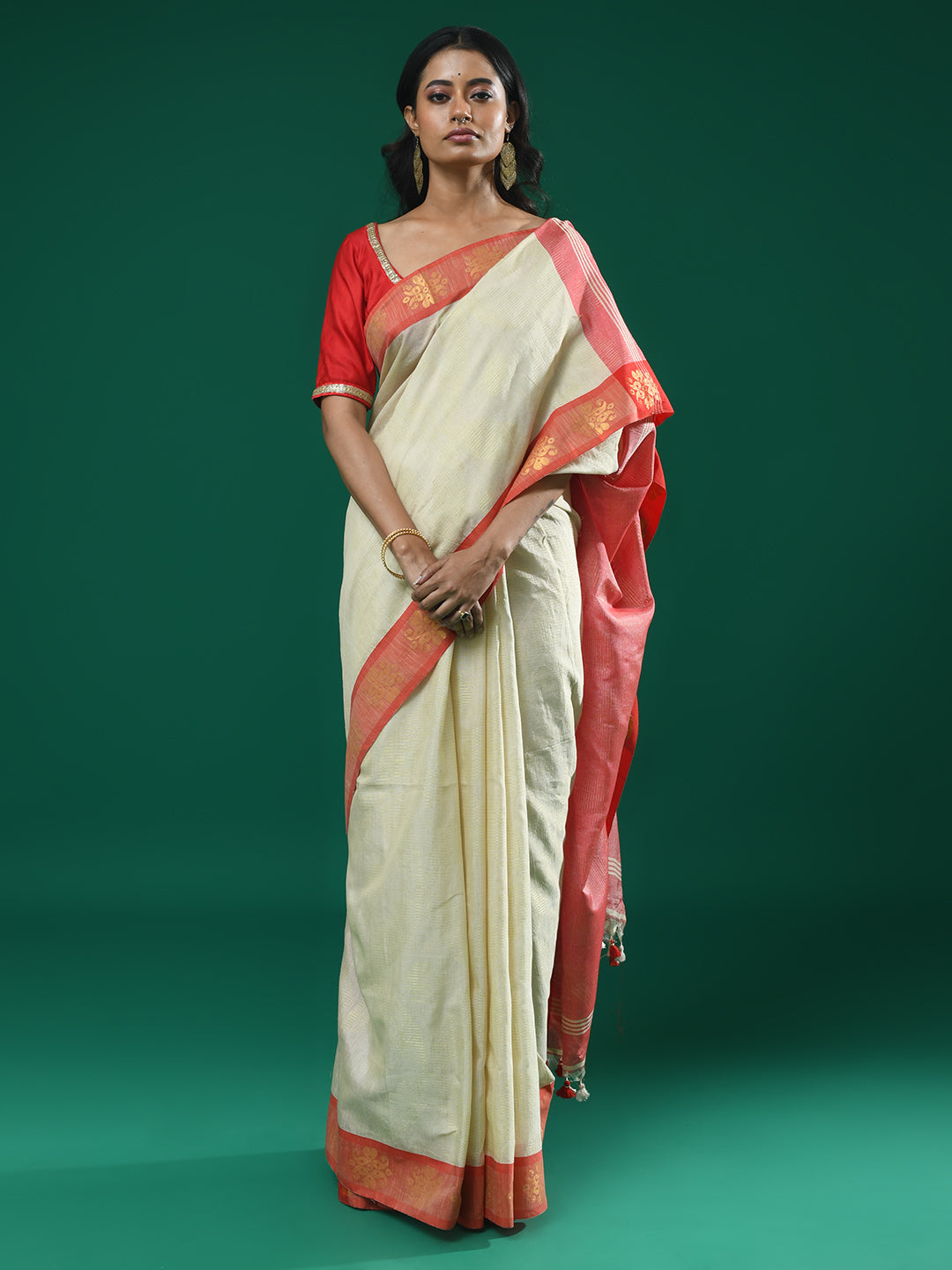SANDSTONE ELEGANCE (HANDLOOM COTTON BLEND SAREE)