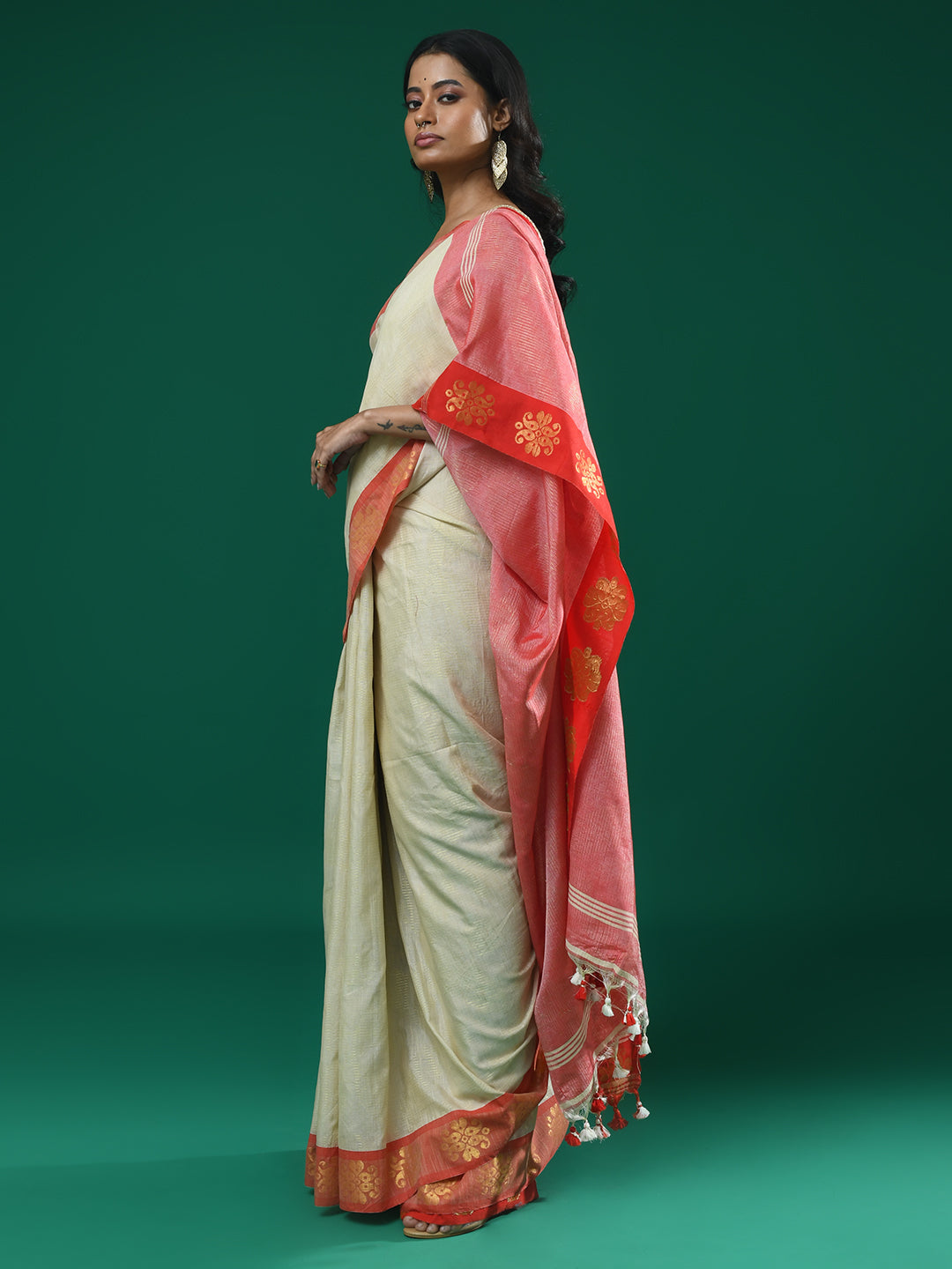 SANDSTONE ELEGANCE (HANDLOOM COTTON BLEND SAREE)