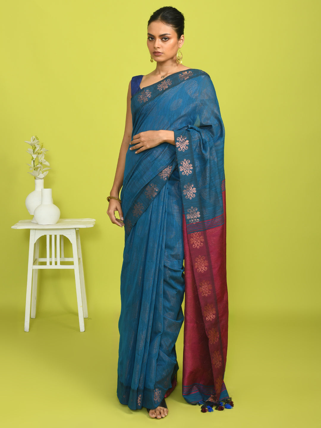 OCEANIC FLAIR (HANDLOOM COTTON BLEND SAREE)