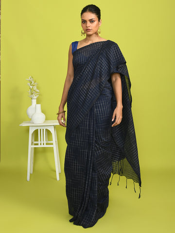AZURE SERENITY (BENGAL HANDLOOM COTTON BLEND SAREE)