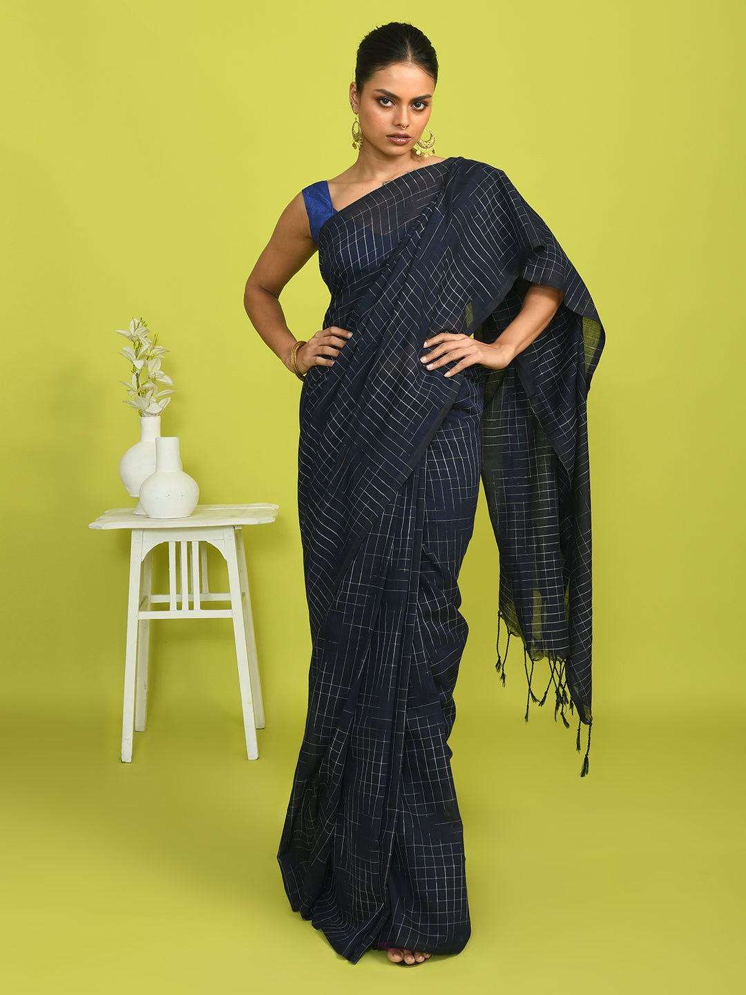 AZURE SERENITY (BENGAL HANDLOOM COTTON BLEND SAREE)
