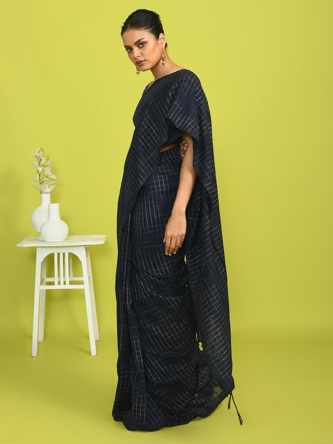 AZURE SERENITY (BENGAL HANDLOOM COTTON BLEND SAREE)