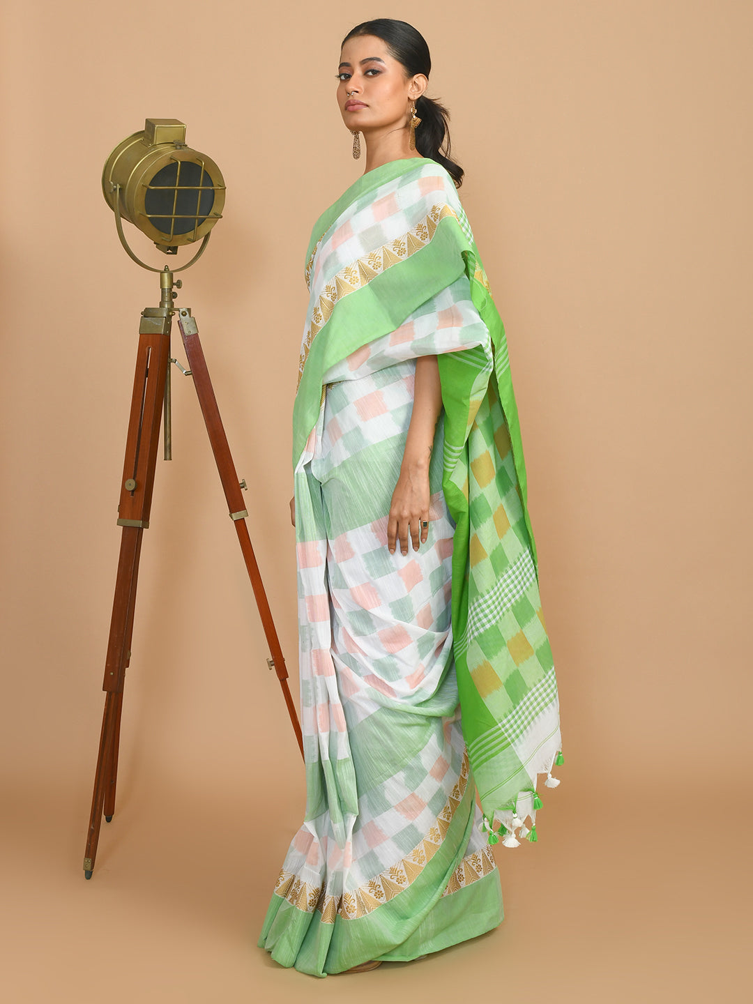 VERDANT CHECK (HANDLOOM COTTON BLEND SAREE)