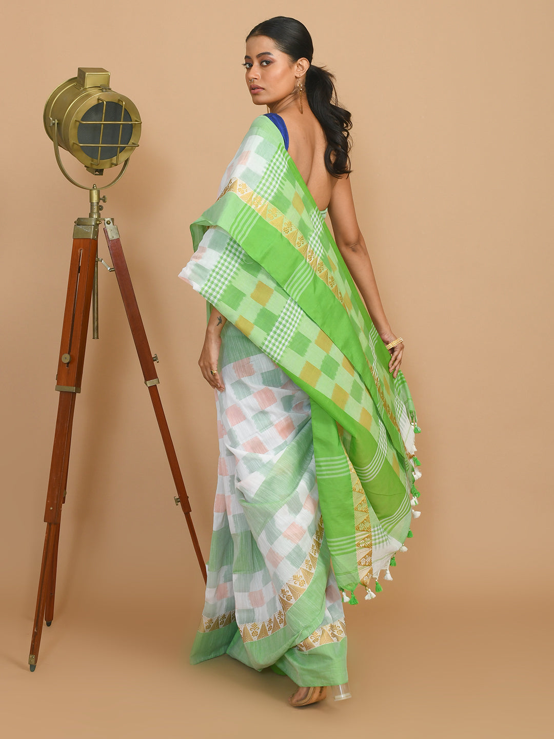 VERDANT CHECK (HANDLOOM COTTON BLEND SAREE)