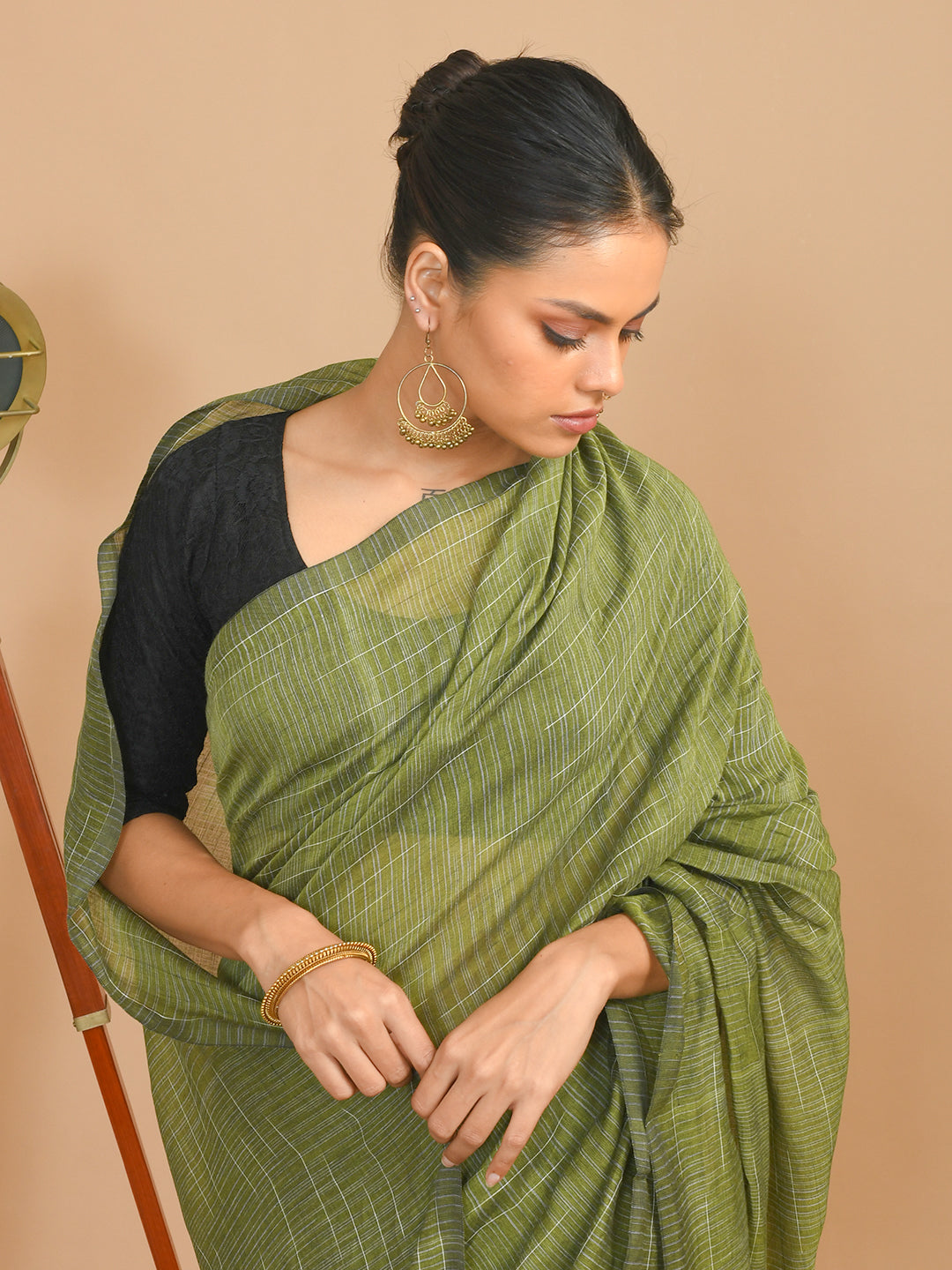 EMERALD GRACE (BENGAL HANDLOOM COTTON BLEND SAREE)