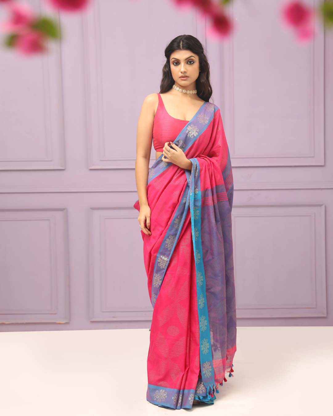 FUCHSIA FUSION (HANDLOOM COTTON BLEND SAREE)