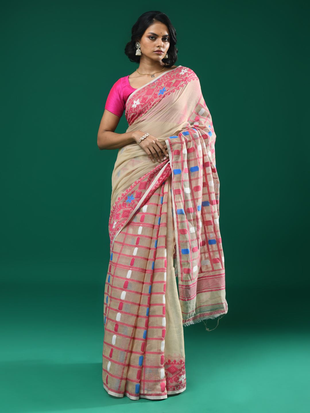 BLUSH AURA (HANDLOOM COTTON BLEND SAREE)