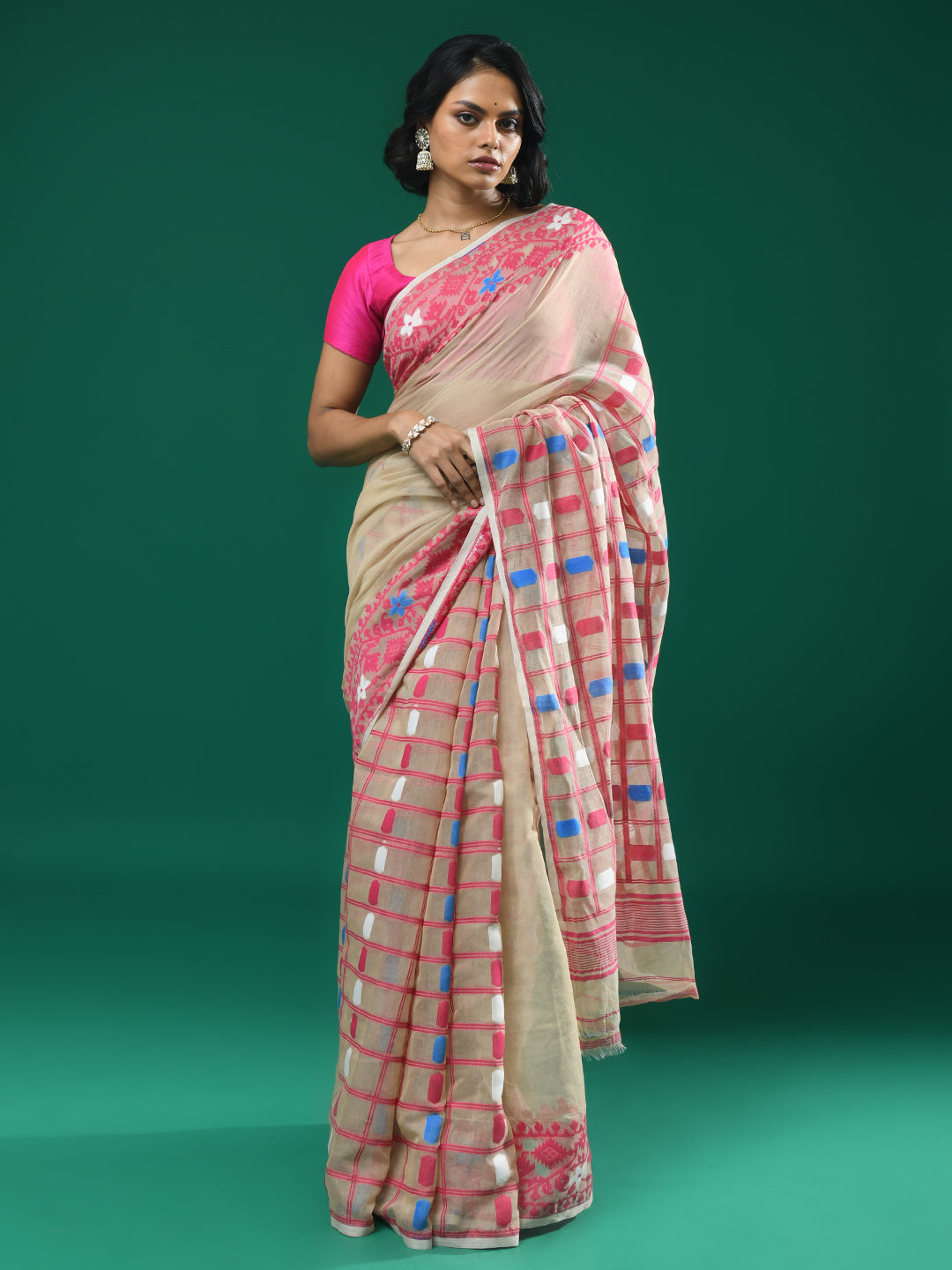 BLUSH AURA (HANDLOOM COTTON BLEND SAREE)