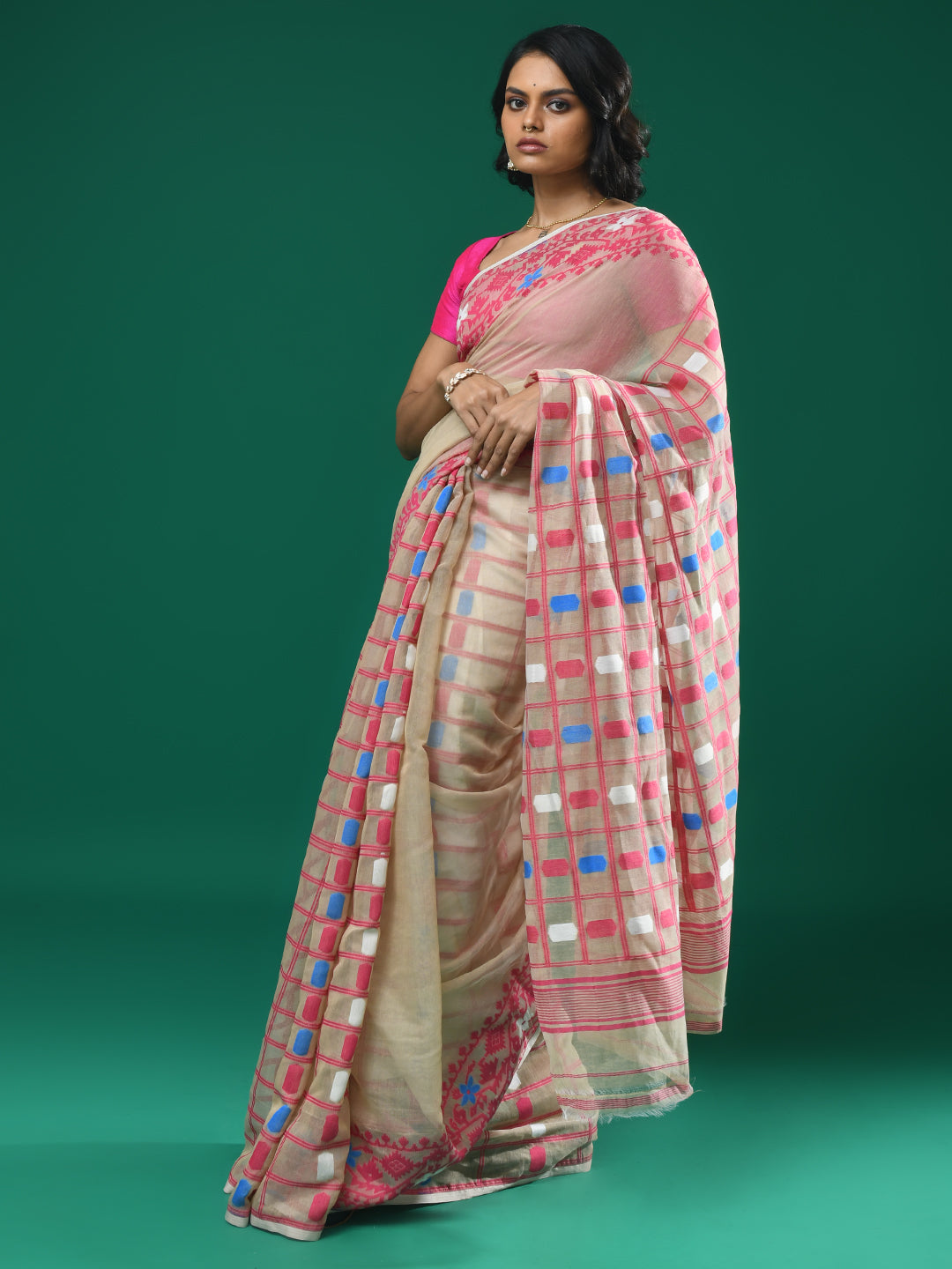 BLUSH AURA (HANDLOOM COTTON BLEND SAREE)
