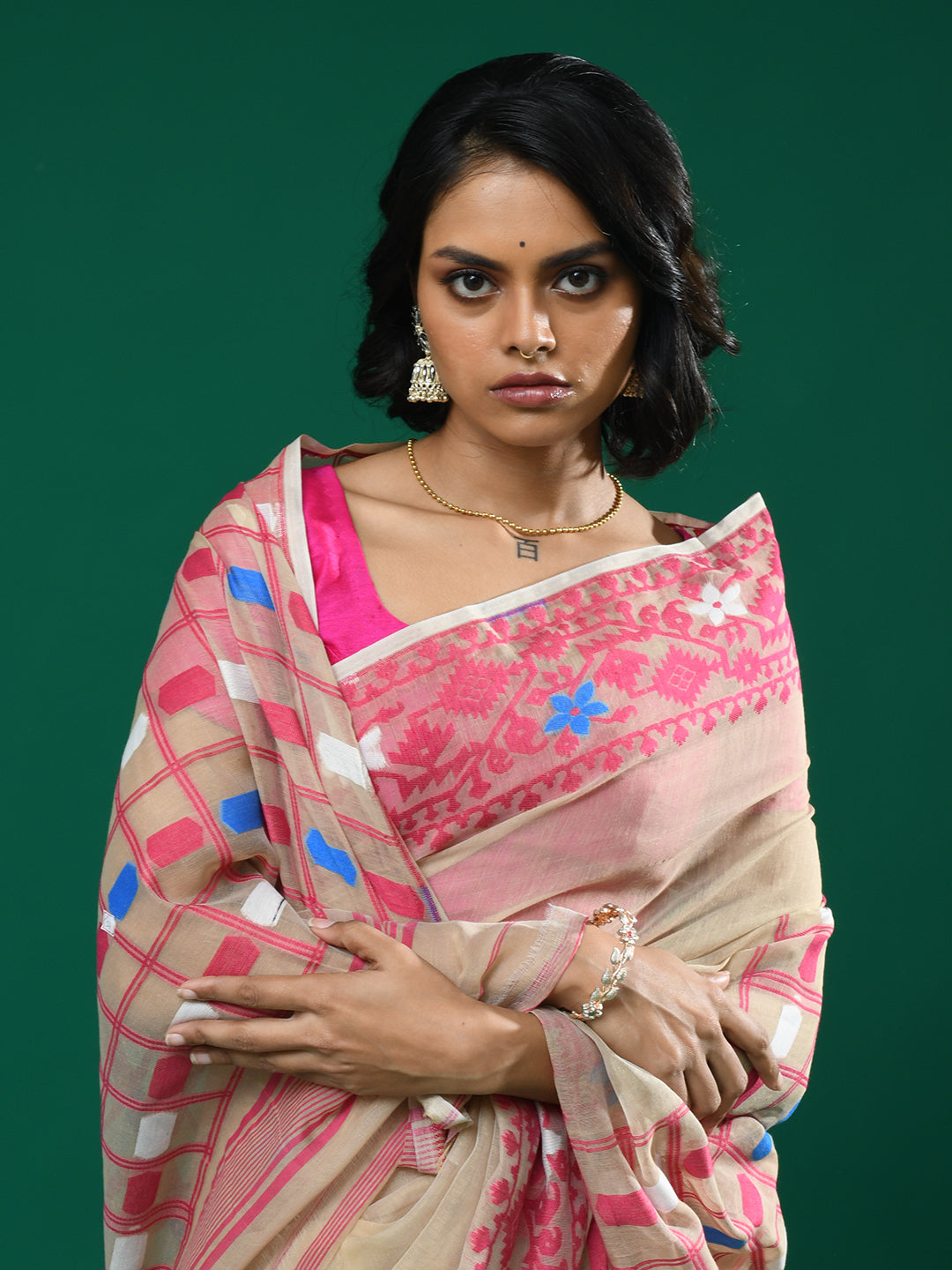 BLUSH AURA (HANDLOOM COTTON BLEND SAREE)