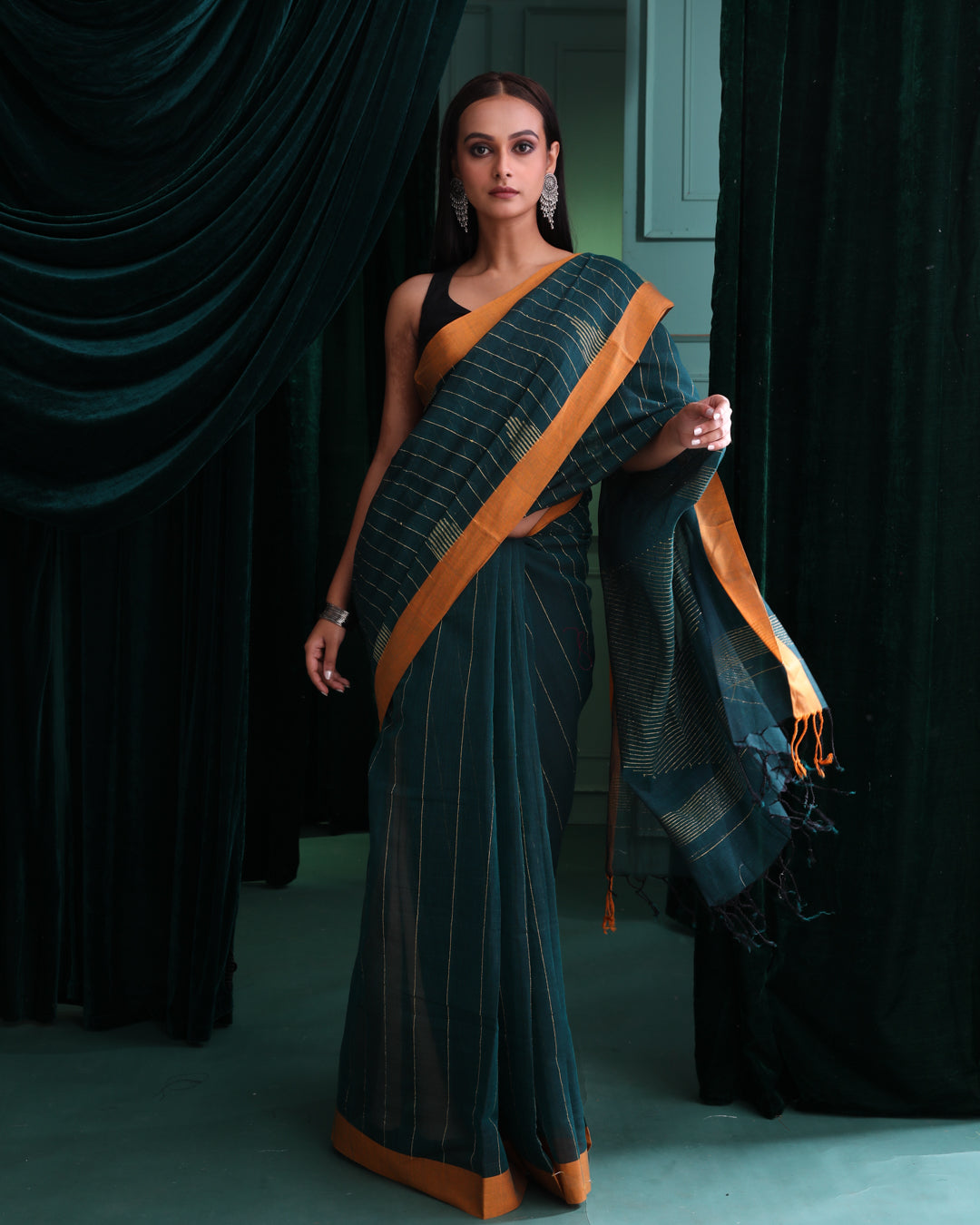 EMERALD STRIPES (JAMDANI  SAREE)