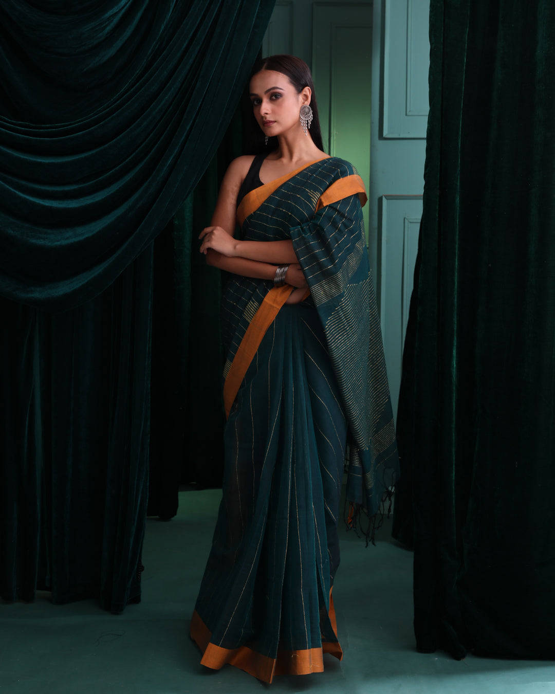 EMERALD STRIPES (JAMDANI  SAREE)