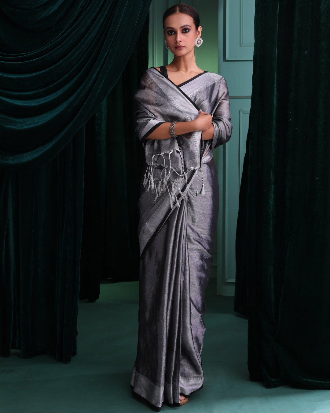 MIDNIGHT LUXE (HANDLOOM COTTON BLEND SAREE)