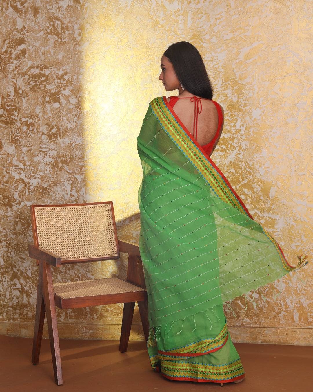 VERDANT STRIPES (CHANDERI  SAREE)