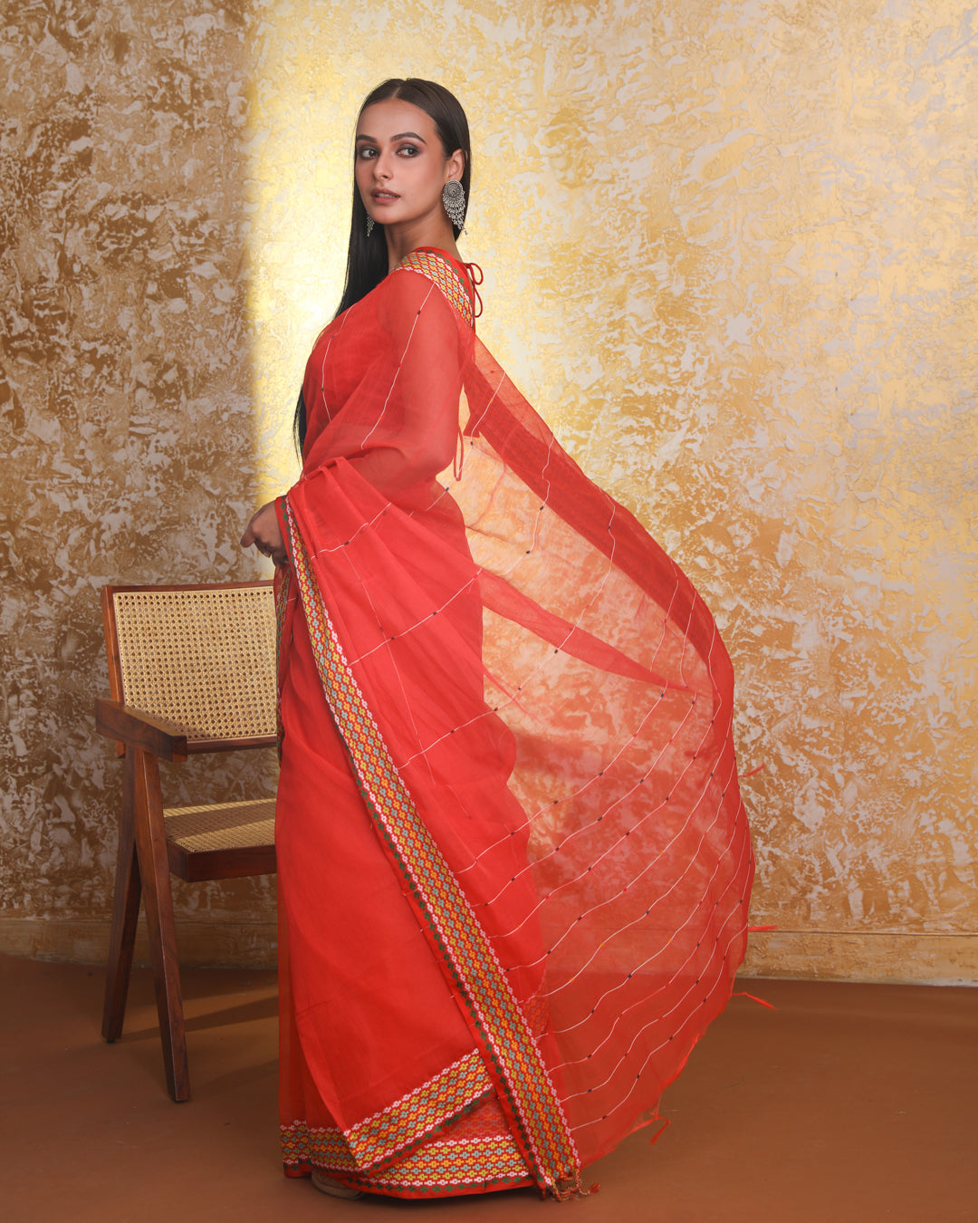 BRIGHT SERENITY (CHANDERI  SAREE)