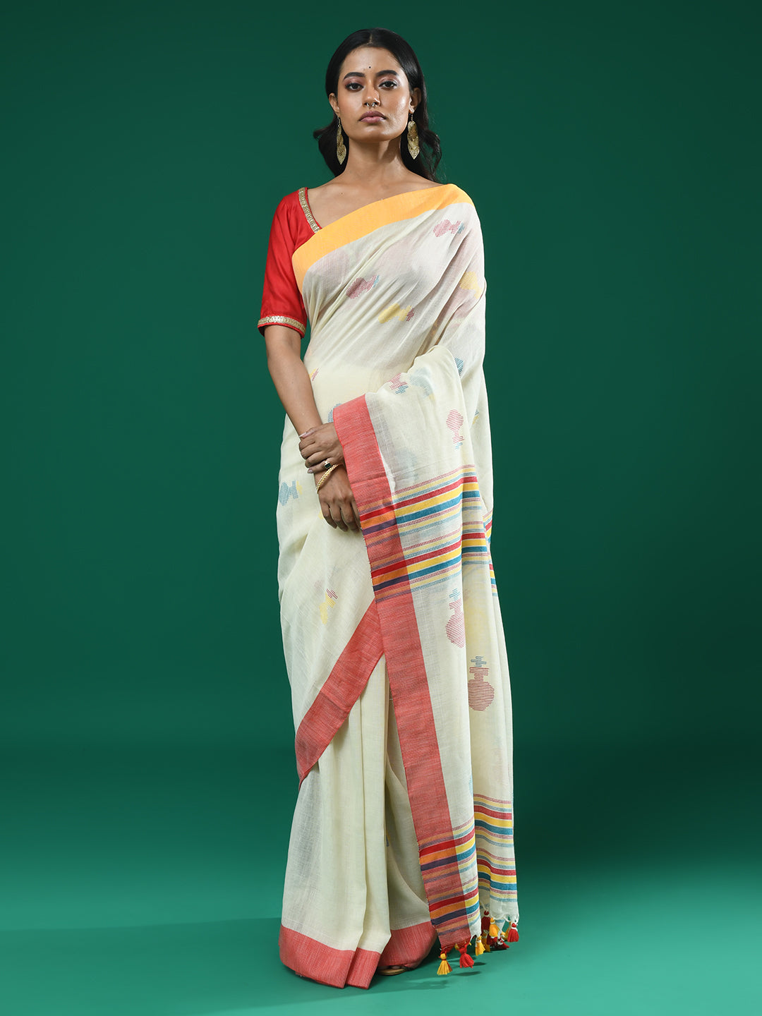 IVORY WEAVE (HANDLOOM 100% PURE COTTON SAREE)