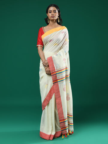 IVORY WEAVE (HANDLOOM 100% PURE COTTON SAREE)