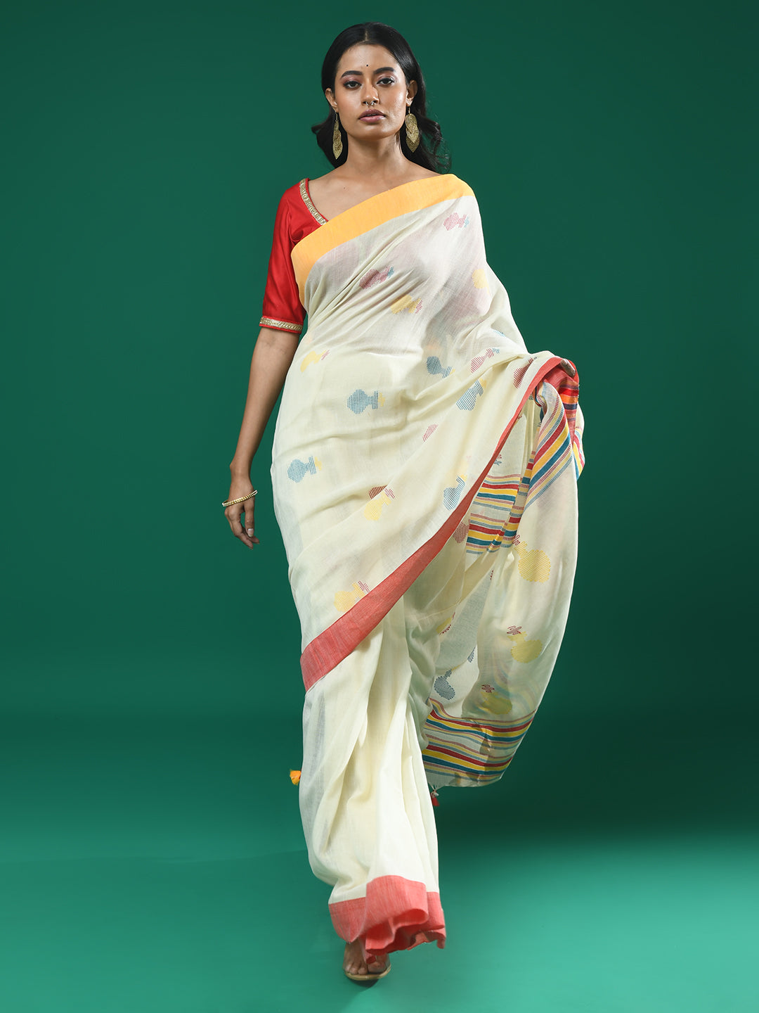 IVORY WEAVE (HANDLOOM 100% PURE COTTON SAREE)