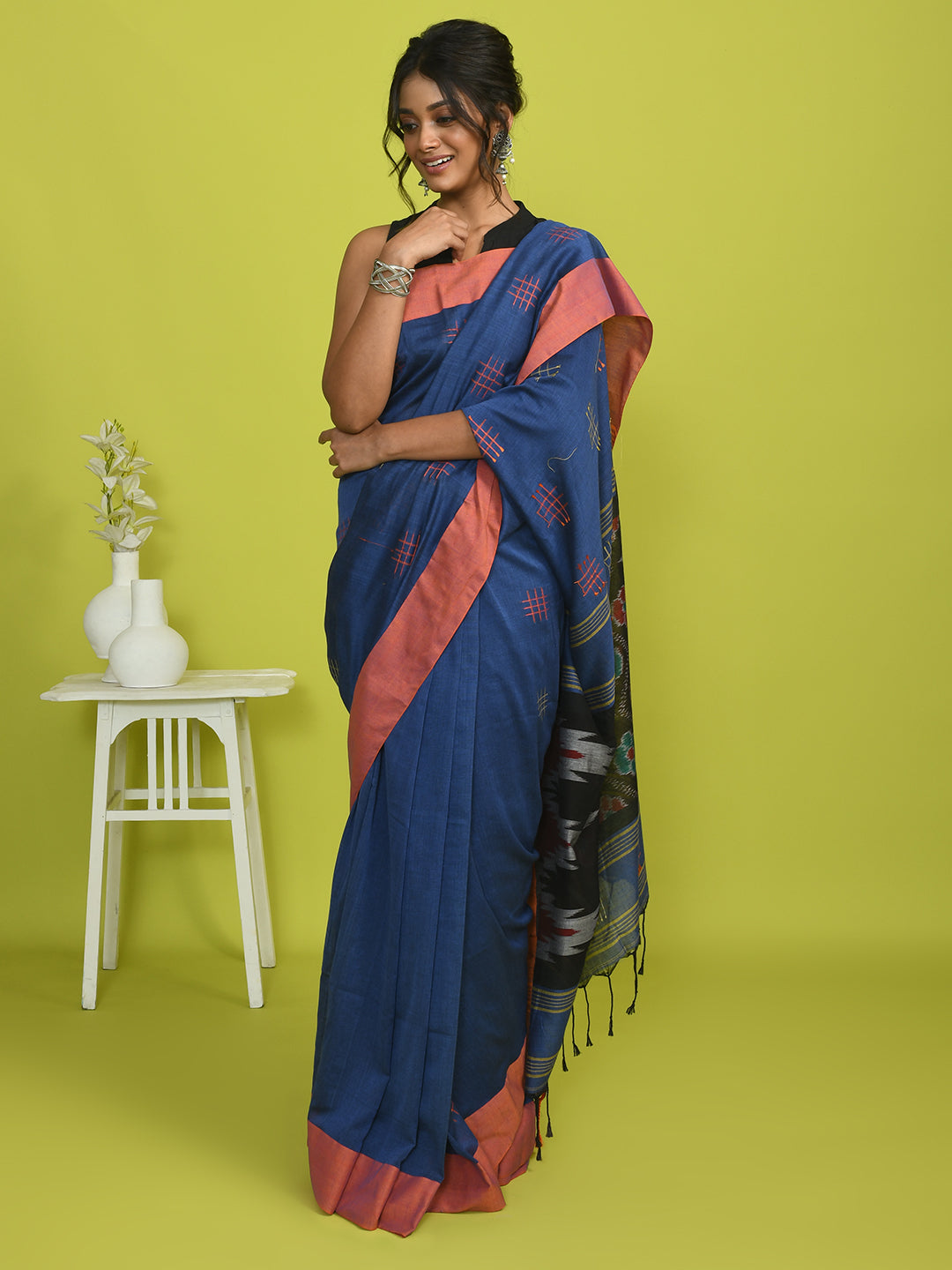 AZURE GRACE (IKAT 100% PURE COTTON SAREE)
