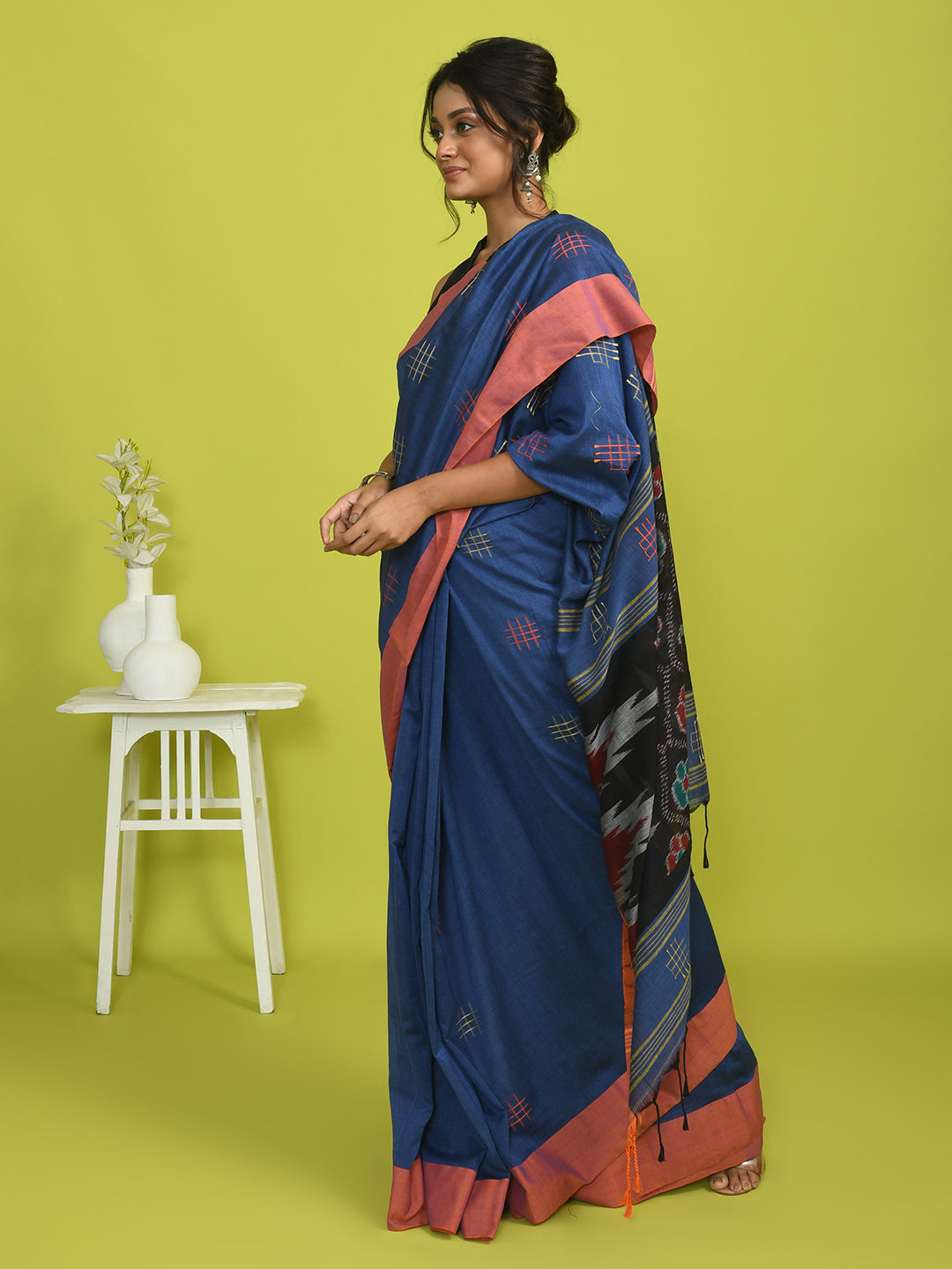 AZURE GRACE (IKAT 100% PURE COTTON SAREE)