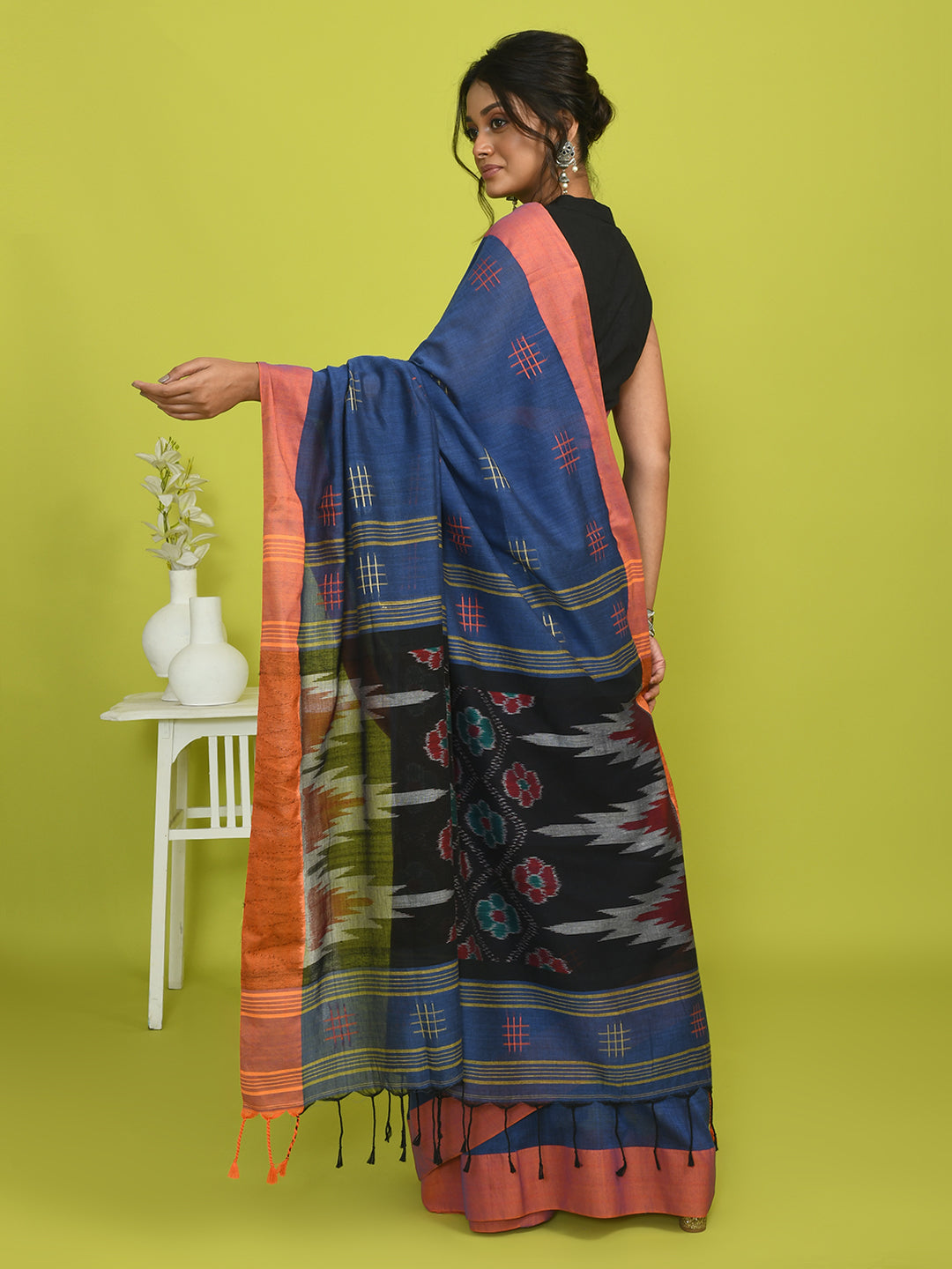 AZURE GRACE (IKAT 100% PURE COTTON SAREE)