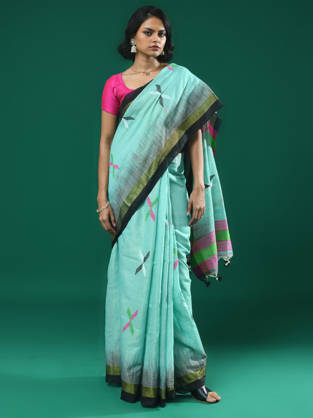 AZURE GRACE (HANDLOOM 100% PURE COTTON SAREE)