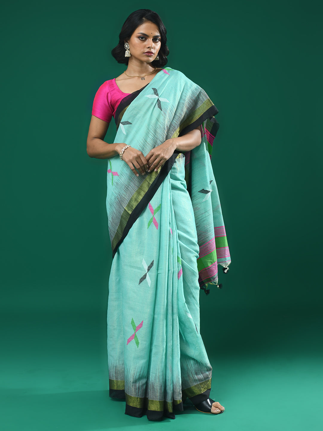 AZURE GRACE (HANDLOOM 100% PURE COTTON SAREE)