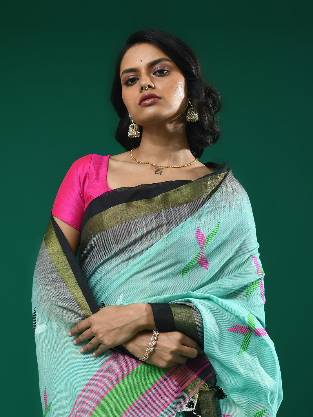 AZURE GRACE (HANDLOOM 100% PURE COTTON SAREE)