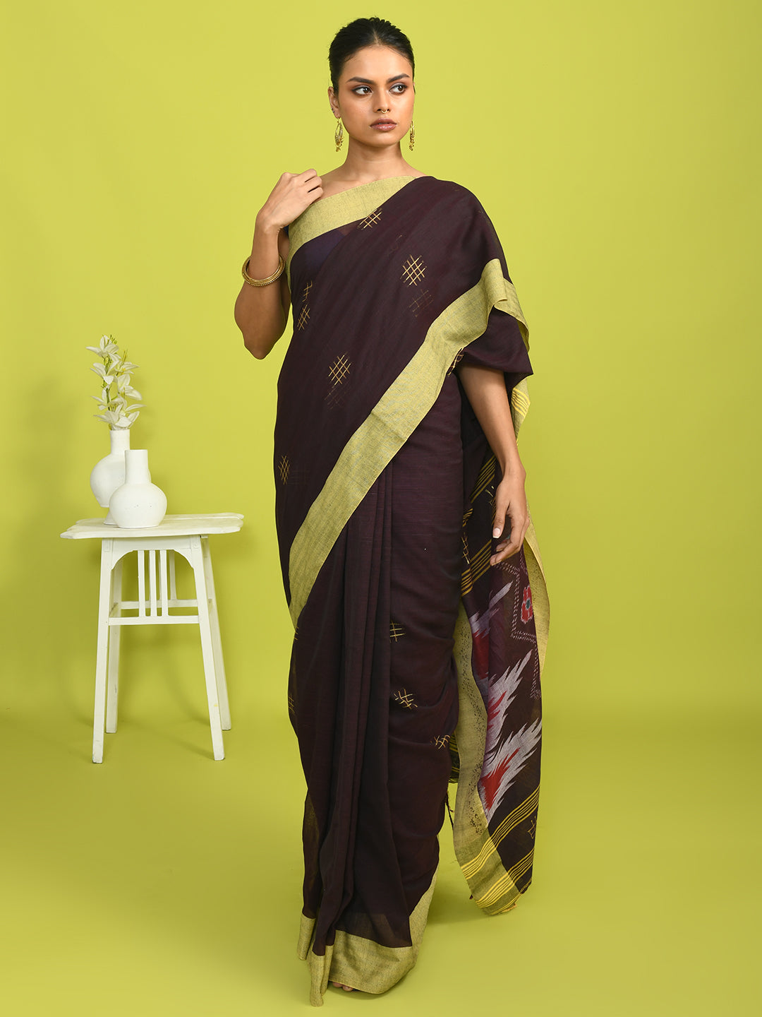 RUSTIC ELEGANCE (IKAT 100% PURE COTTON SAREE)
