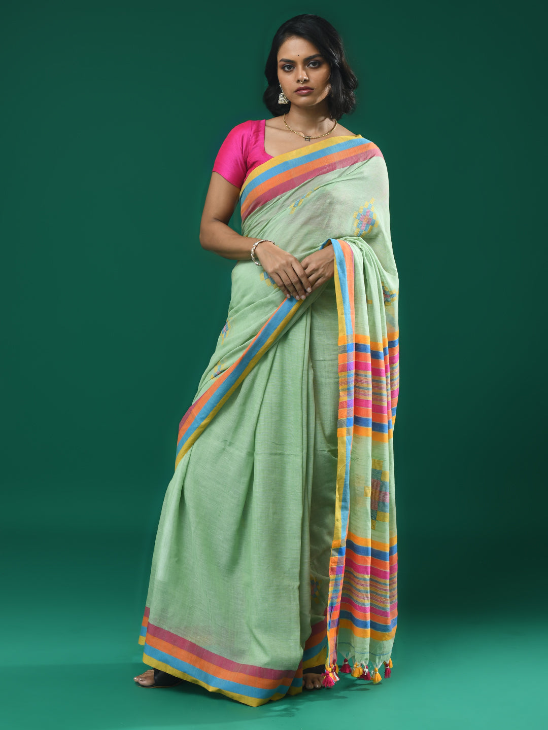 EMERALD WHISPER (HANDLOOM 100% PURE COTTON SAREE)