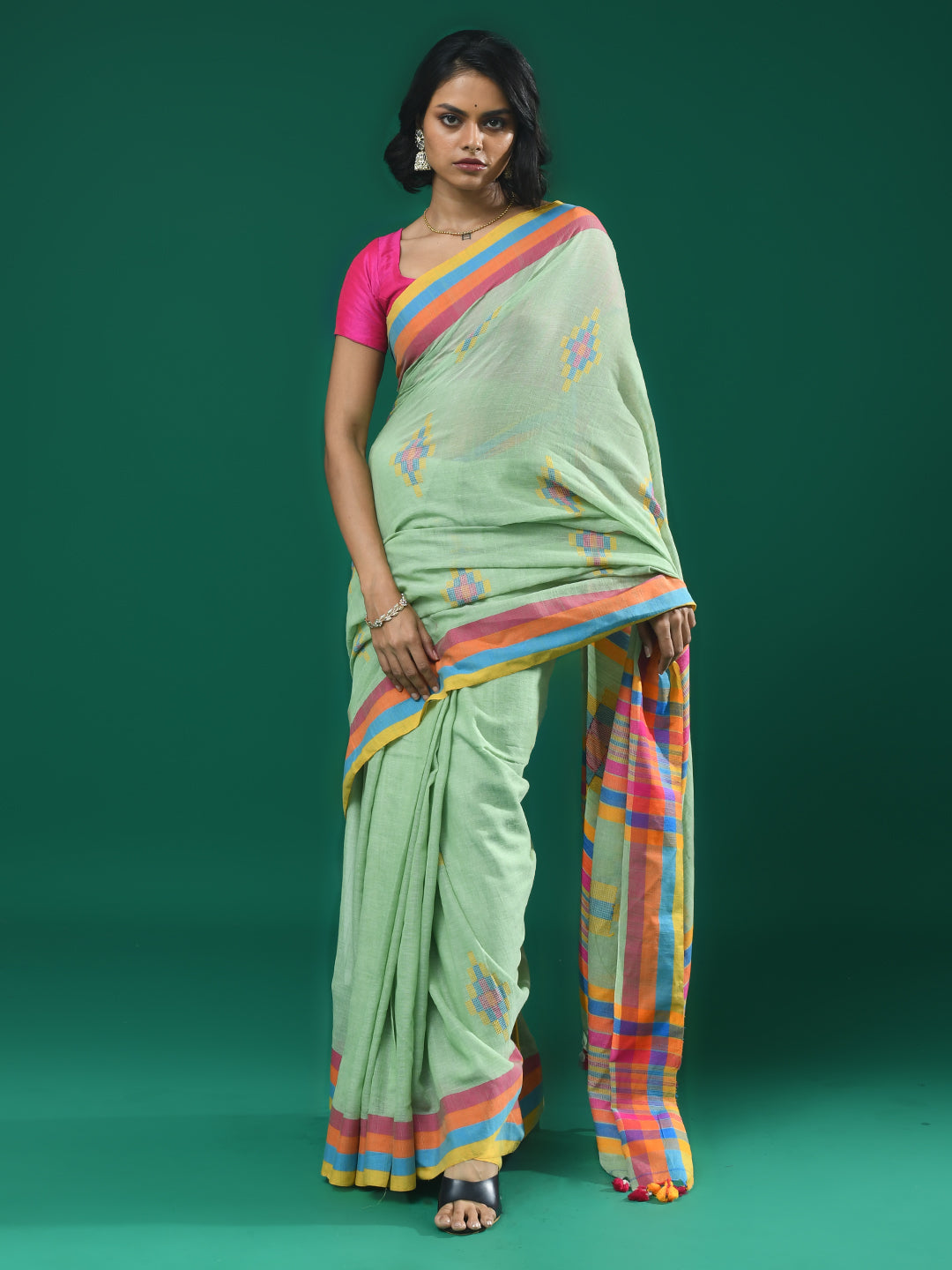 EMERALD WHISPER (HANDLOOM 100% PURE COTTON SAREE)