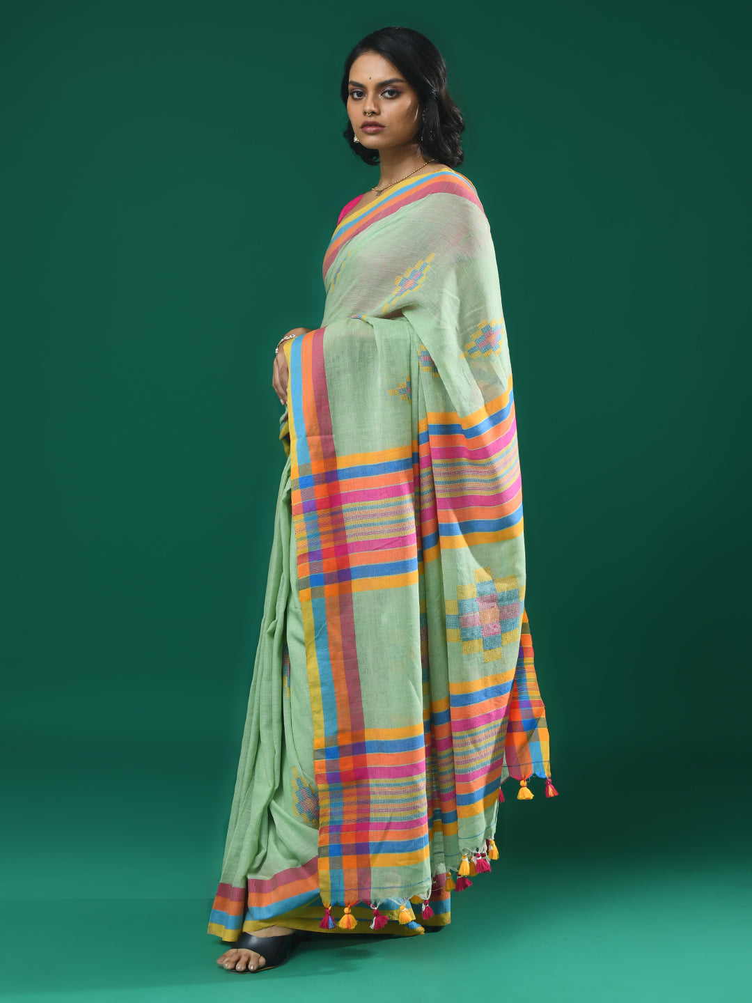 EMERALD WHISPER (HANDLOOM 100% PURE COTTON SAREE)