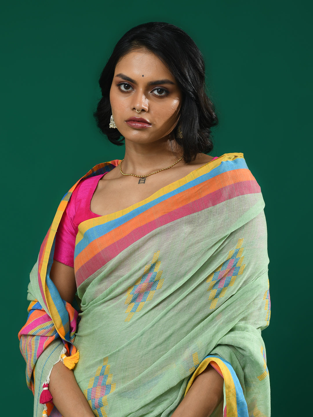 EMERALD WHISPER (HANDLOOM 100% PURE COTTON SAREE)