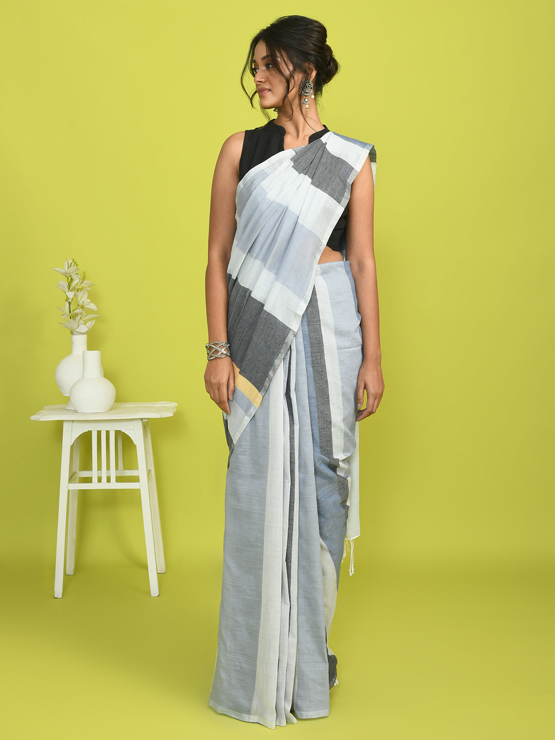 RADIANT STRIPES (BENGAL HANDLOOM 100% PURE COTTON SAREE)