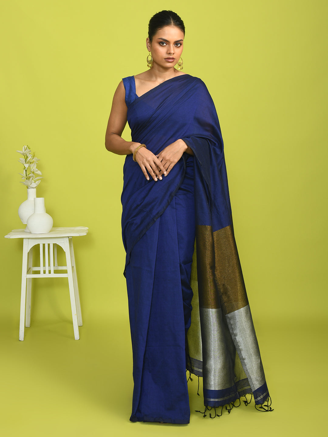 AZURE PROFESSIONAL (BENGAL HANDLOOM COTTON BLEND SAREE)