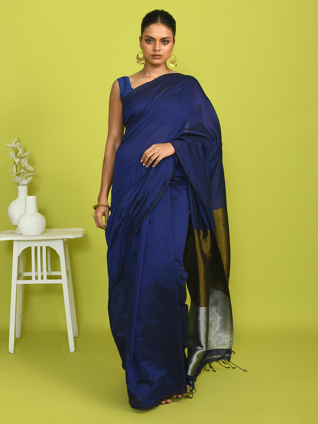 AZURE PROFESSIONAL (BENGAL HANDLOOM COTTON BLEND SAREE)