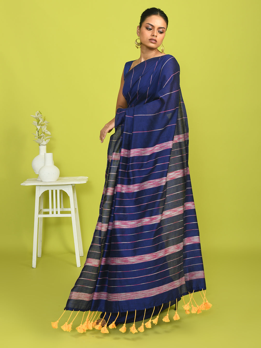 SAPPHIRE EDGE (BENGAL HANDLOOM COTTON BLEND SAREE)